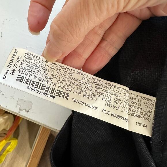 Zara Navy Blue Micro Tweed Straight Leg Cuffed Trouser Pant 6 - Picture 9 of 13